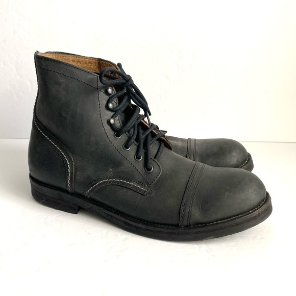 Hawkins Combat Boots Black Leather Lace Up Shoes Outdoor Military Mens 41 US 8 - Picture 3 of 14